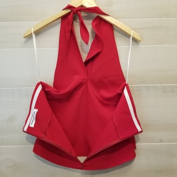 {XS} Amanda Uprichard New York Cabo Halter Top In Scarlet - Picture 3 of 9